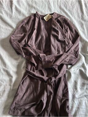 Lush Dusty Mauve Tie-Waist Robe Cardigan